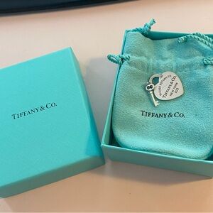 Tiffany & Co. Silver Heart Key Charm with Blue Pouch